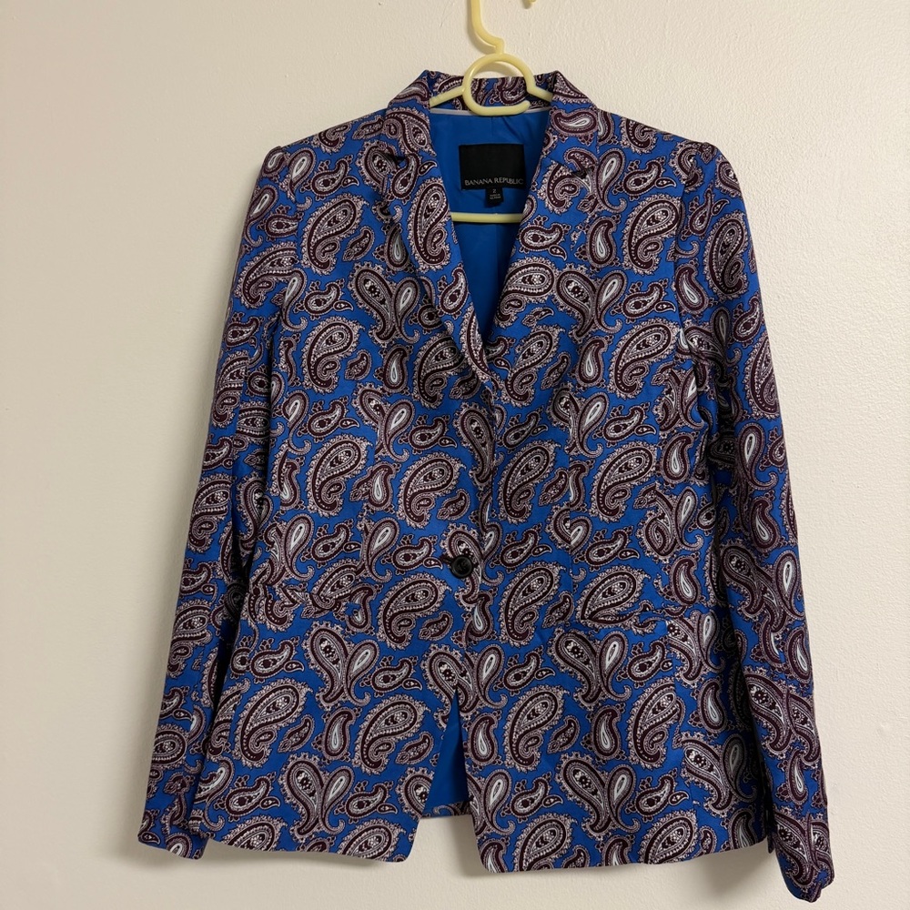 Banana Republic Blue and Purple Paisley Blazer